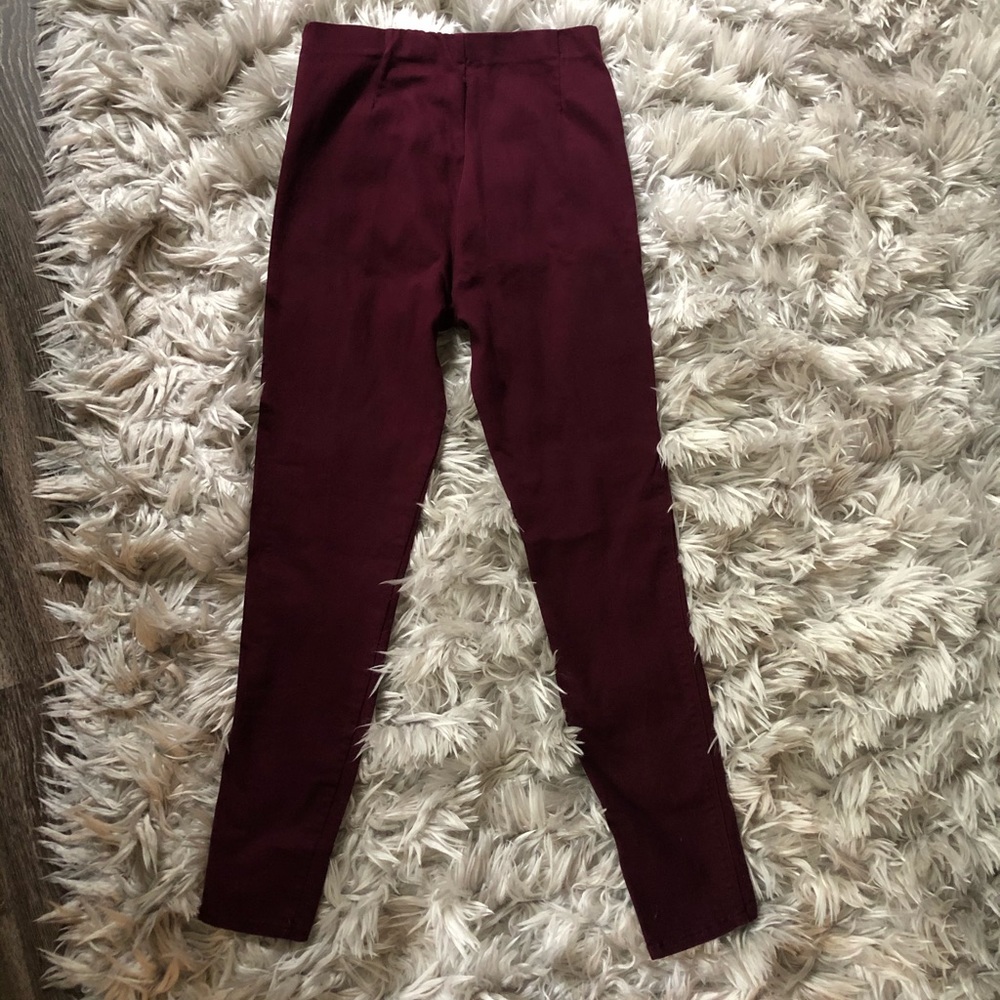 High Waisted Medium Skinny Maroon Pants